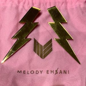 Gold Mirrored Lightning Bolt Earrings